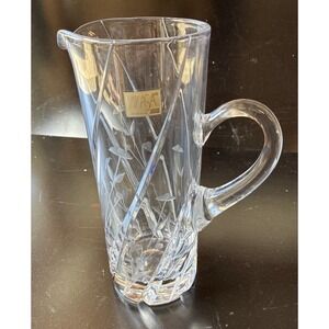 Mikasa Clover / Shamrock Etched Cut Crystal Pitcher 9" Tall